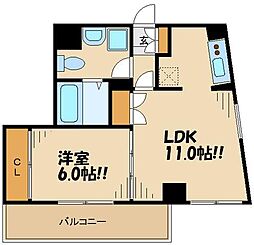 ウェルストーン八幡山 1LDKの間取図画像