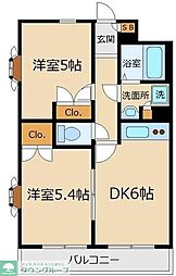 パインコート赤堤 2DKの間取図画像