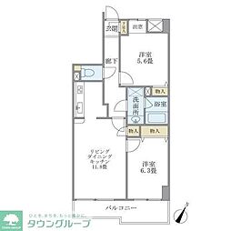 KDXレジデンス二子玉川 2LDKの間取図画像