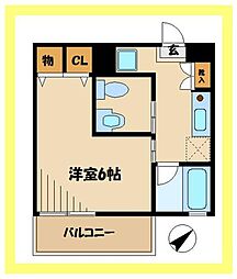 ルクール登戸 1Kの間取図画像