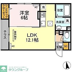 アムール 1LDKの間取図画像