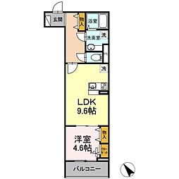 ラ・プランドール 1LDKの間取図画像