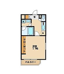 エクセリア千歳船ベルデ 1Kの間取図画像