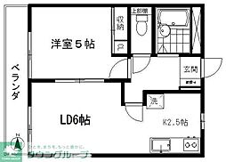 ヴェルドミール世田谷 1DKの間取図画像