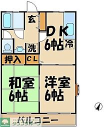 ハイツグリーンパーク 2DKの間取図画像