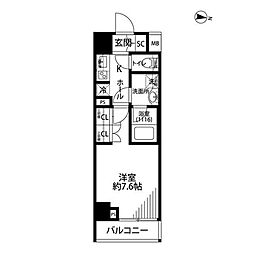 プレール・ドゥーク世田谷代田 1Kの間取図画像