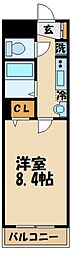 グローリオシェルト仙川2 1Kの間取図画像
