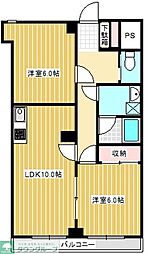 ロイヤル二ノ橋 2LDKの間取図画像