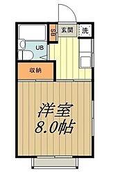 西武多摩湖線 国分寺駅 徒歩14分の賃貸アパート 1階1Kの間取り