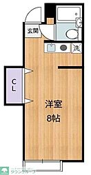 諸星荘 2階1Kの間取り