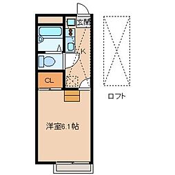 西武多摩湖線 一橋学園駅 徒歩9分の賃貸マンション 1階1Kの間取り