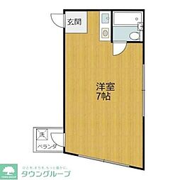 ホワイトバーチ 2階ワンルームの間取り