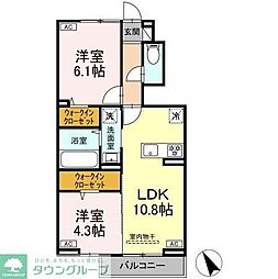 JR中央線 立川駅 バス30分 富士塚（JR中央本線立川駅発）バス停下車 徒歩5分の賃貸アパート 1階2LDKの間取り