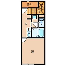 多摩都市モノレール 桜街道駅 徒歩4分の賃貸アパート 2階1Kの間取り