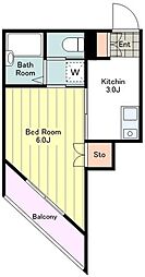 春日ビル 2階1Kの間取り