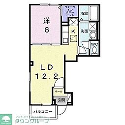 ヒカルサ小平栄町 1階1LDKの間取り