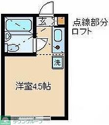 東大和ハイランド 2階ワンルームの間取り