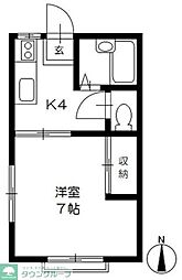 JR中央線 吉祥寺駅 バス8分 第五小学校下車 徒歩2分の賃貸アパート 2階1Kの間取り