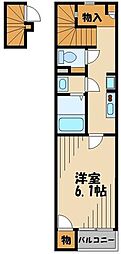 西武新宿線 花小金井駅 徒歩17分の賃貸アパート 2階1Kの間取り