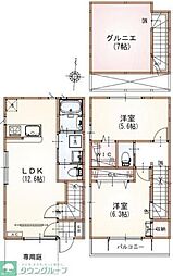 サンライズ西国立 1階2LDKの間取り
