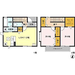 グリーンハイツ 2階2LDKの間取り