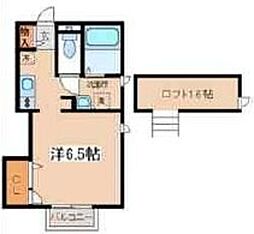 サニーコート 2階1Kの間取り