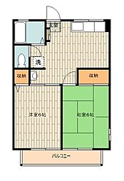 多摩都市モノレール 上北台駅 徒歩13分の賃貸アパート 1階2DKの間取り