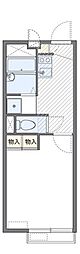 レオパレスクラージュ 2階1Kの間取り