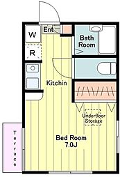 ルグラン立川 2階1Kの間取り