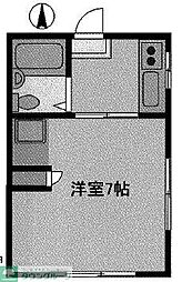 雨宮荘 2階1Kの間取り