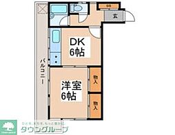 JR中央線 立川駅 徒歩7分の賃貸マンション 4階2DKの間取り