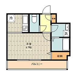 西武拝島線 東大和市駅 徒歩2分の賃貸マンション 4階1Kの間取り