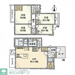 西武新宿線 花小金井駅 徒歩6分の賃貸一戸建て 4LDKの間取り