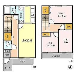 グレイス・パル国立 3LDKの間取り