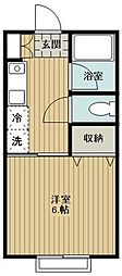 西武池袋線 秋津駅 徒歩8分の賃貸アパート 1階1Kの間取り