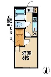 京王線 中河原駅 徒歩14分の賃貸アパート 1階1Kの間取り