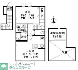 西武多摩川線 新小金井駅 徒歩7分の賃貸アパート 2階1LDKの間取り