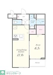 JR南武線 西府駅 徒歩6分の賃貸アパート 2階1LDKの間取り