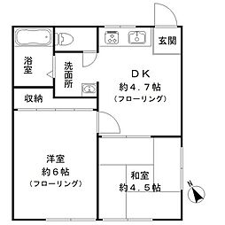 JR中央線 三鷹駅 徒歩11分の賃貸アパート 1階2DKの間取り