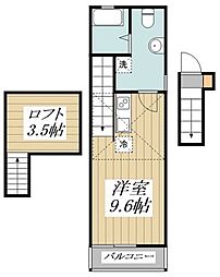 JR中央線 武蔵境駅 徒歩9分の賃貸アパート 2階ワンルームの間取り