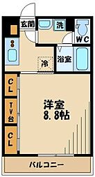 京王線 東府中駅 徒歩3分の賃貸マンション 3階1Kの間取り