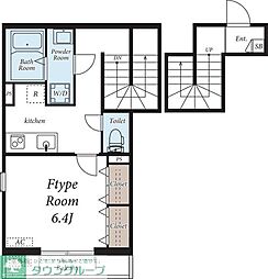 JR南武線 西府駅 徒歩10分の賃貸アパート 2階1Kの間取り