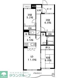 メルヴェユII 2階3LDKの間取り