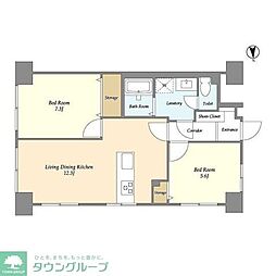 ロイヤルキャステージ恋ヶ窪 2階2LDKの間取り
