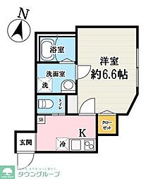 ノガワテラス 1階1Kの間取り