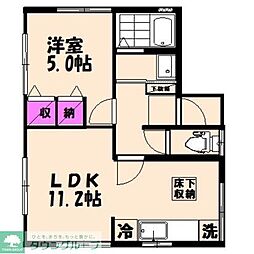 プチメゾン東戸倉 1LDKの間取図画像