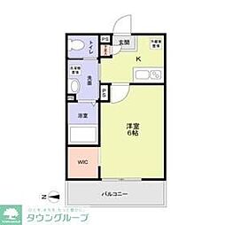 ファルケサイド 1Kの間取図画像