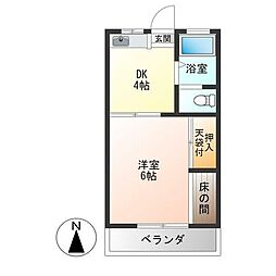 コーポおおやま 1DKの間取図画像
