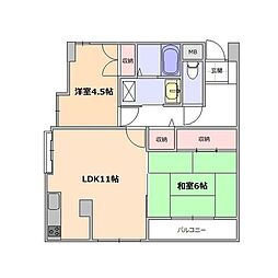 エスポワール 2LDKの間取図画像