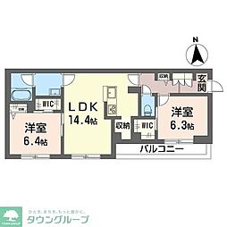 セントリビエ 2LDKの間取図画像